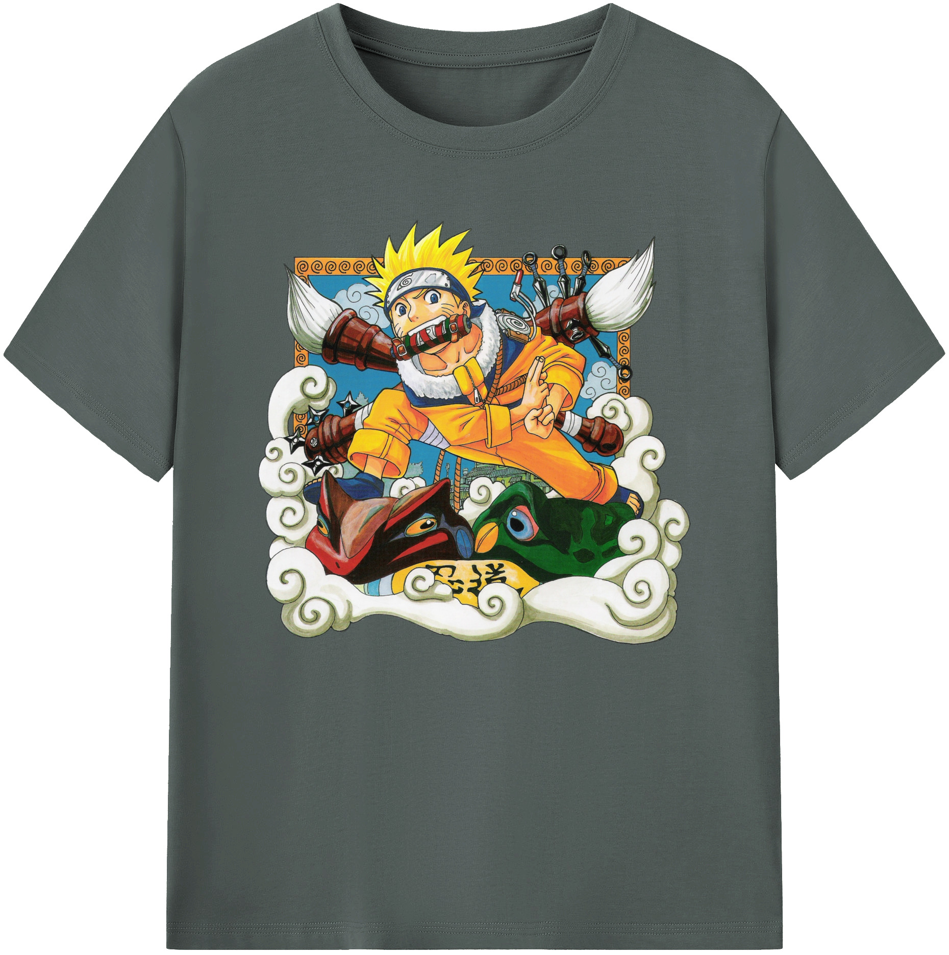 （画像用） NARUTO -ナルト- うずまき ナルト Uzumaki Naruto 綿100％ メンズ半袖Tシャツ｜肌触りやわらか＆通気性